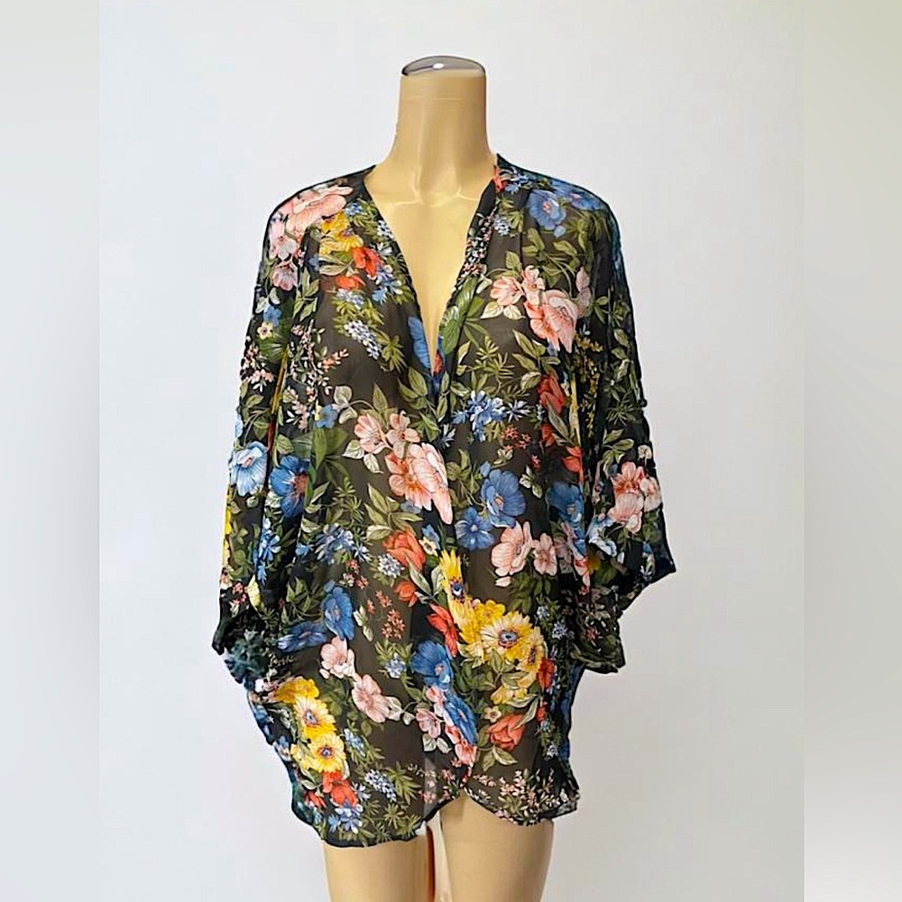 Flower print kimono